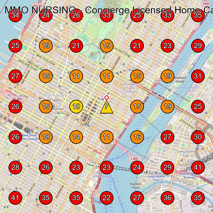 MMO NURSING - Concierge Licensed Home Care Service GeoGrid visibility map for Home Health Care Service in New York